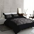 thumbnail image 2 of DNG Creations 5 Piece Two Tone Pinch Pleated Duvet Cover With Zipper Closure & Corner Ties 100% Egyptian Cotton ( Solid Black/ Dark Grey - Oversized Queen ), 2 of 3