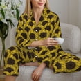 thumbnail image 6 of Daiia Sunflowers 3 for Women's Long-Sleeved Pajama Set – Soft & Comfortable Sleepwear Button-Up Pajamas Cozy Lounge Wear-XX-Large, 6 of 7