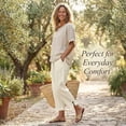 thumbnail image 3 of Yotami Women's High Waisted Linen Pants Solid Color Comfortable Pants with Pocket Straight Leg Ankle Length Pant for Summer, Beige S, 3 of 6