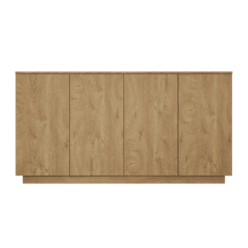 59.1" Wide Natural Wood 4-Door Sideboard Buffet Cabinet with Adjustable Shelves, Particle Board Storage Credenza Console Table for Dining Room, Kitchen, Living Room, Entryway