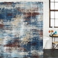 thumbnail image 2 of Bohemia Bathroom Shower Curtains with 12 Hooks Waterproof Shower Curtain for Stalls and Bathtubs Vintage Abstract Minimalist Texture Blue Brown Decorative Bathroom Privacy Curtain 66x72 Inches, 2 of 9