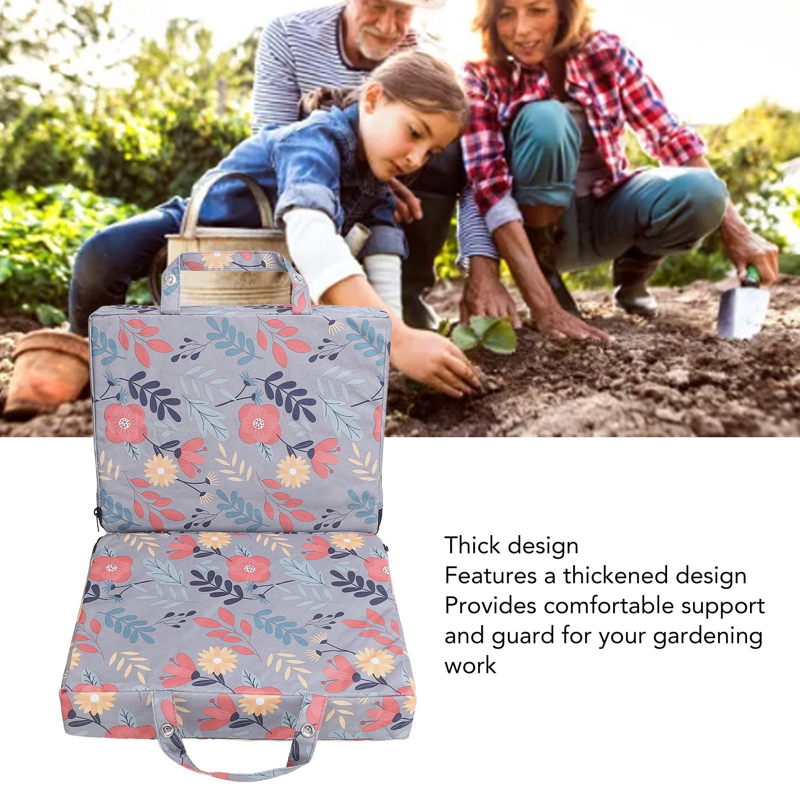 Rupoun Thick Garden Kneeling Pad Multipurpose Portable Lightweight Knee Pad Cushion for Gardening Exercise Home Yardwork Baby Bath, 22x13.4x2.4 inches / 56x34x6 cm, Gray Flower Pattern