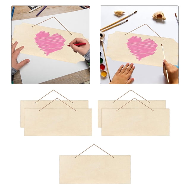 5x Unished Wooden Plaques Wood Chip Door Signs Wood Slices Crafts Embellishments Rectangle Plain For painting Writing Decor esquina faltante perfecl Placas de madera
