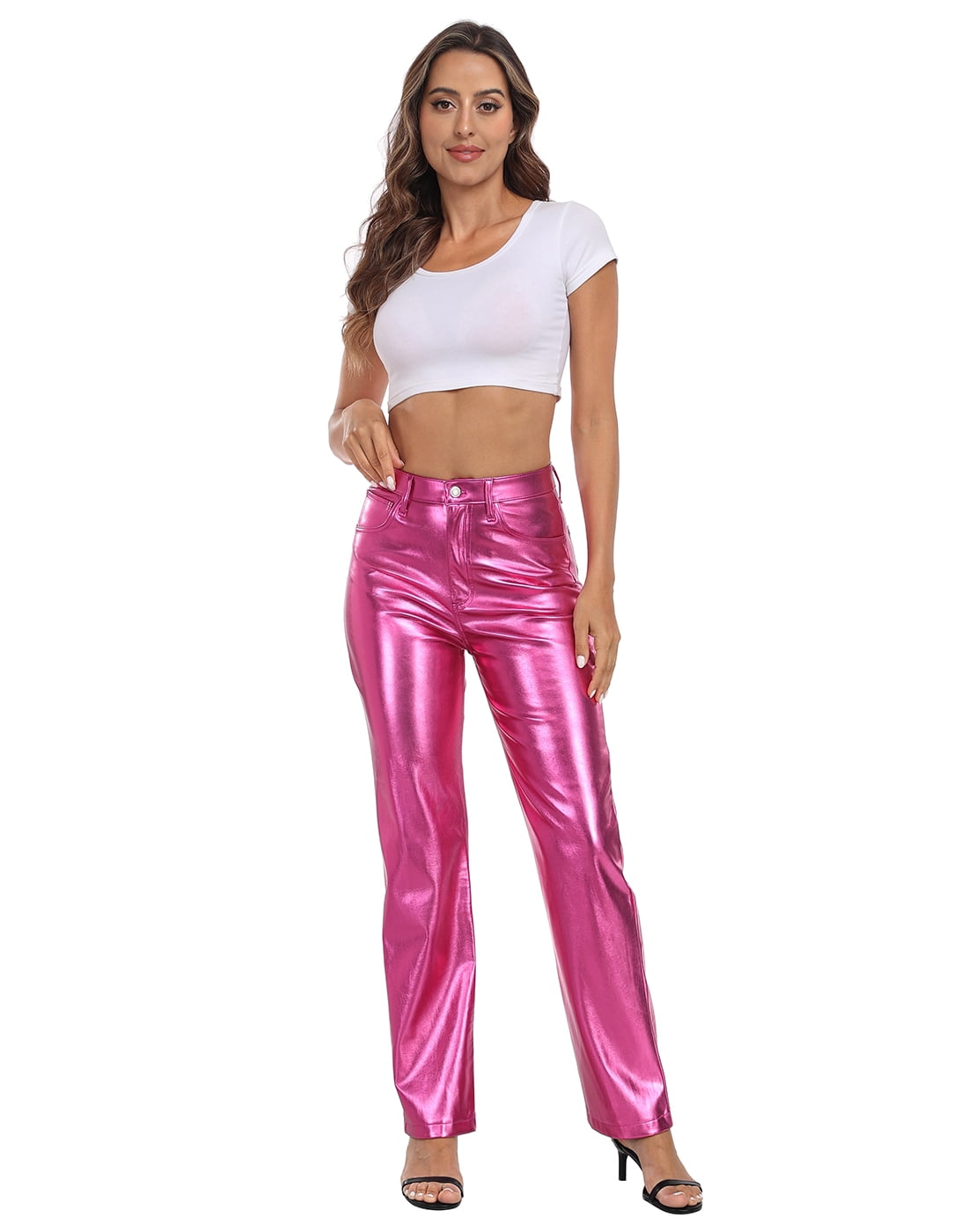 パンツ MSGM Women Leather Pants 3441MDP20237110 13 Pink MSGM Faux Leather Pants - Women's – myCompañero