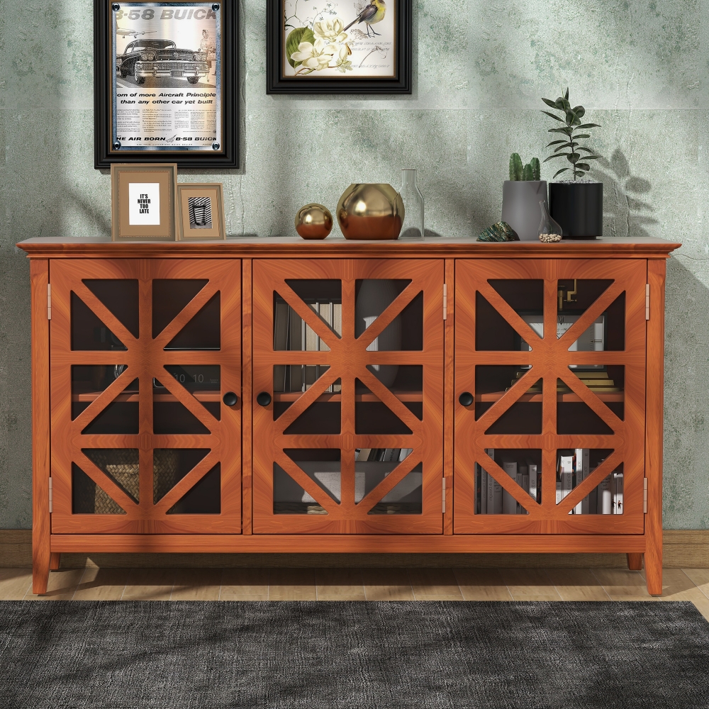 Sideboard Buffet Accent Storage with 3 Acrylic Doors and Adjustable Shelves