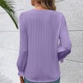 thumbnail image 6 of Casual Women's Tops Fashion Plus Size Women's Fall Solid Color Long Sleeve V-Neck Lace Splicing Hollow Sleeve Women's Shirt, 6 of 6