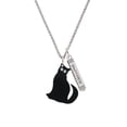 thumbnail image 2 of Delight Jewelry Acrylic Sitting Black Cat with Crystal Eyes Silvertone Mother Daughter Bar Charm Necklace, 23", 2 of 4