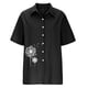 thumbnail image 4 of Mujeres Impreso Manga Corta Botón Suelto Turndown Collar Camisa Blusa Sólida Tops OAVQHLG3B Store lin121212, 4 of 5