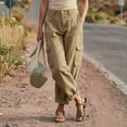 thumbnail image 7 of Edvintorg Women Cargo Pants Plus Size Fashion Outdoor Hiking Travel Elastic Waisted Casual Workout Cuffed Trouser with Pockets Women's Clothes Khaki L, 7 of 7