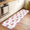 thumbnail image 2 of Runner Rug 2'x6', Pink Roses Washable Non-Slip Hallway Runner Rugs, Valentine's Day Flowers Love White Romantic Bedside Rugs Floor Mats Carpet Runners for Kitchen Bathroom Laundry Room, 2 of 8
