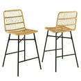 thumbnail image 1 of Costway Silla de Bar, Juego de Taburetes de 2 Piezas con Respaldo de Ratán & Reposapiés, Silla Alta Ergonómica con Marco de Hierro & Almohadillas Antideslizantes, para Comedor, Patio, Balcón, 1 of 4