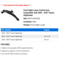 thumbnail image 2 of Front Right Lower Control Arm - Compatible with 2004 - 2007 Toyota Highlander 2005 2006, 2 of 2