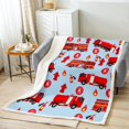 thumbnail image 1 of Car Sherpa Blanket Fire Engine Fleece Throw Blanket Red Fire Truck Vehicle, 1 of 7