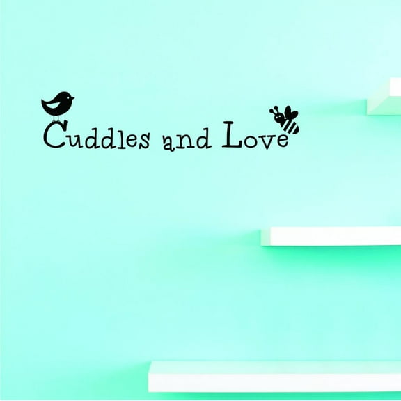 Custom Decals Cuddles And Love Wall Art Size: 12 X 30 Inches Color: Black