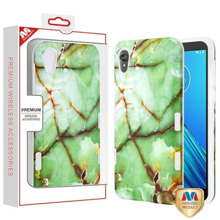 Mybat Tuff Subs Hybrid Case For Motorola Moto E6 - Onice Verde Persiano Marble Transparent Clear