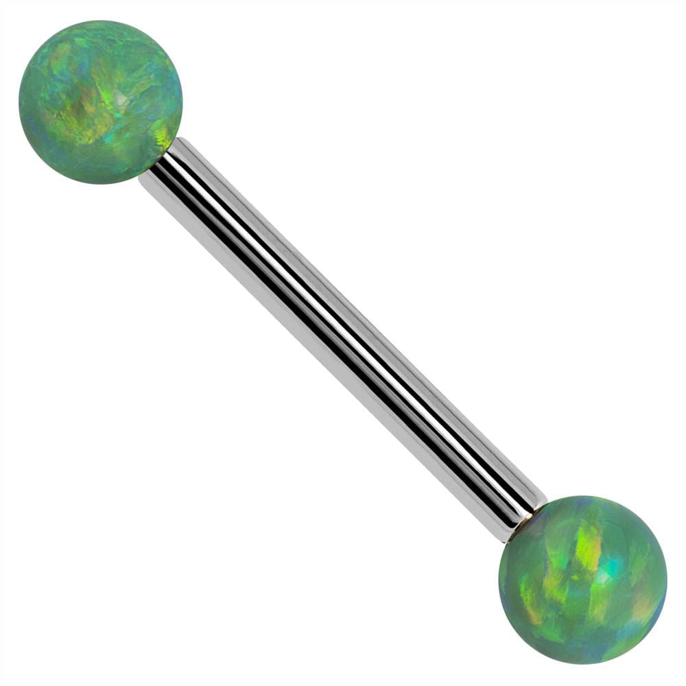 Opal 14kt White Gold Straight Barbell by