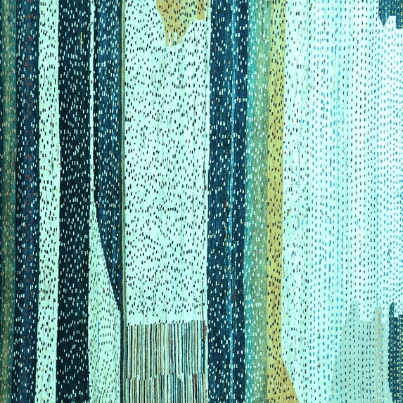 Ahgly Company Indoor Square Abstract Light Blue Contemporary Area Rugs, 4' Square