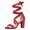 Red, variant on BLISSFUL STEP Women's Sandals Solid Color Mid Block Heels Lace up Sandals Beige 9