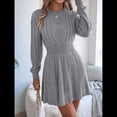thumbnail image 4 of Vestido Tipo Jersey de Larga con Cuello Alto para Mujer, Informal, Holgado, de Punto Acanalado, Minivestido Corto de Otoño. Gris XL, 4 of 10