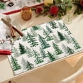 thumbnail image 5 of Christmas Placemats Set of 4, 12x18 Inch Green Merry Christmas Pine Trees Heat-Resistant Place Mats, Seasonal Winter Table Decors for Farmhouse Kitchen Dining Xmas Holiday Party, 5 of 6