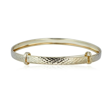 AVORA 10K Yellow Gold Diamond-Cut Adjustable Bangle Bracelet : 1.5" - 2" Diameter