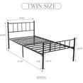 thumbnail image 3 of Pillfn Twin Size Metal Platform Bed Frame with Headboard Footboard Strong Steel Slat Support, Black, 3 of 6