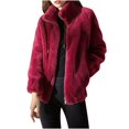 thumbnail image 1 of Chaqueta polar suave y cálida de manga larga con cremallera completa para mujer qucoqpe en liquidación, 1 of 5