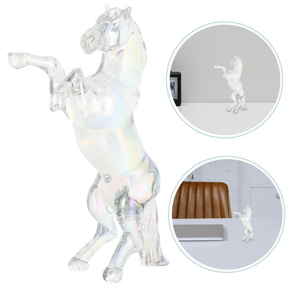 WRITWAA Handcrafted Crystal Horse Statue Multi-Color Decor for Home, Office, Study, and Business Display