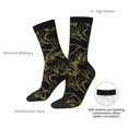 thumbnail image 6 of Honeii Gold Gloss Outline Floral Print Adult Socks,Crew Socks,Casual Calf Socks,Daily Wear Socks for Men & Women, Perfect for Sports, Casual and Everyday Use, 6 of 6