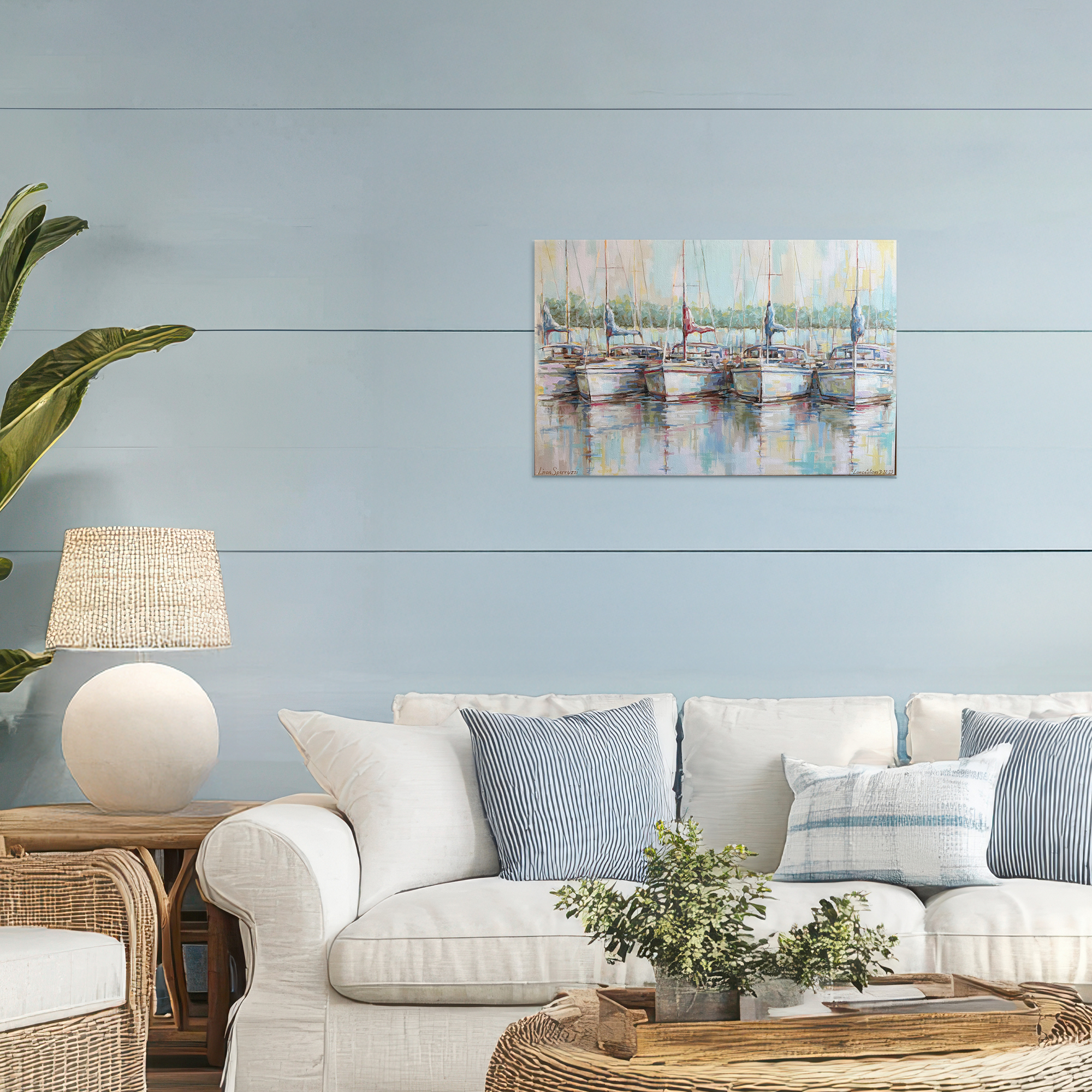 Stupell Industries Morning At The Marina Canvas Wall Art, design by Linda Sperruzzi