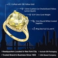 thumbnail image 2 of Gem Stone King 10K Yellow Gold Checkerboard Yellow Lemon Quartz and White Created Sapphire Ring for Women | 6.97 Cttw | Center Cushion Cut 12MM | Gemstone Birthstone | Size 5 to 9, 2 of 5