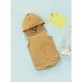 thumbnail image 3 of Seyurigaoka Newborn Baby Romper, Infant Toddler Hooded Stripe Printed Sleeveless Buttons One Piece, 3 of 9