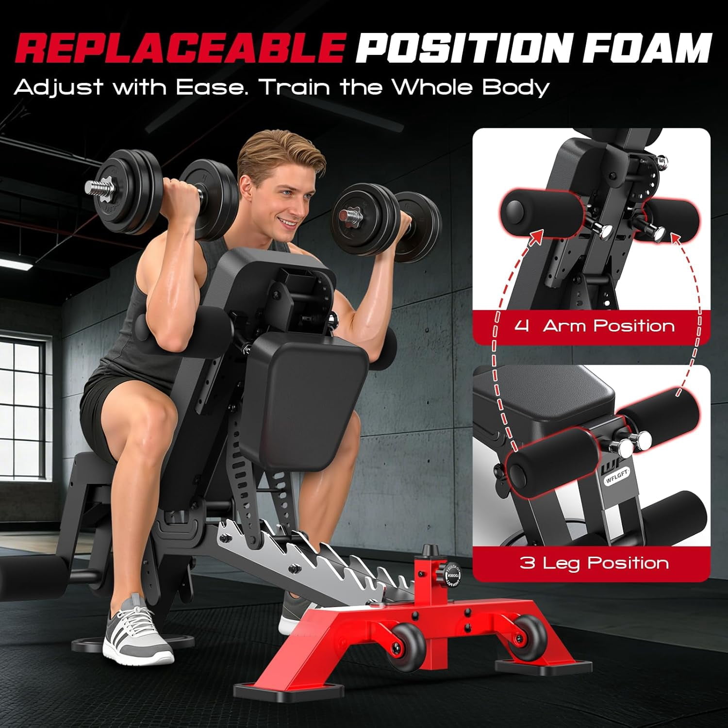 Cycool Multifunctional Adjustable Weight Bench with Headrest Heavy-Duty Strength Training Press Bench with Removable Foot Catch for Home Gym