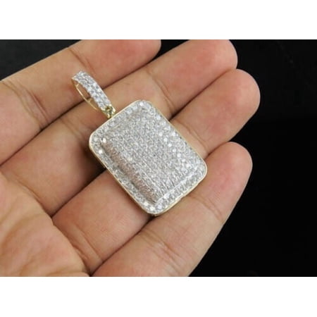 2.11ct Lab Created Diamond Cluster Dog Tag Charm Men's Pendant 925 Sterling Silver