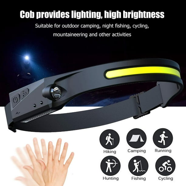 Lámpara Faro de inducción COB recargable 350LM faro para correr para senderismo ciclismo