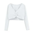 thumbnail image 3 of Huowey Baby Toddler Girls Long Sleeve Solid Color Blouse Ballet Wrap Tops Velvet Dance Dress Cover Up Soft Dailywear, 11-12 Years, 3 of 4