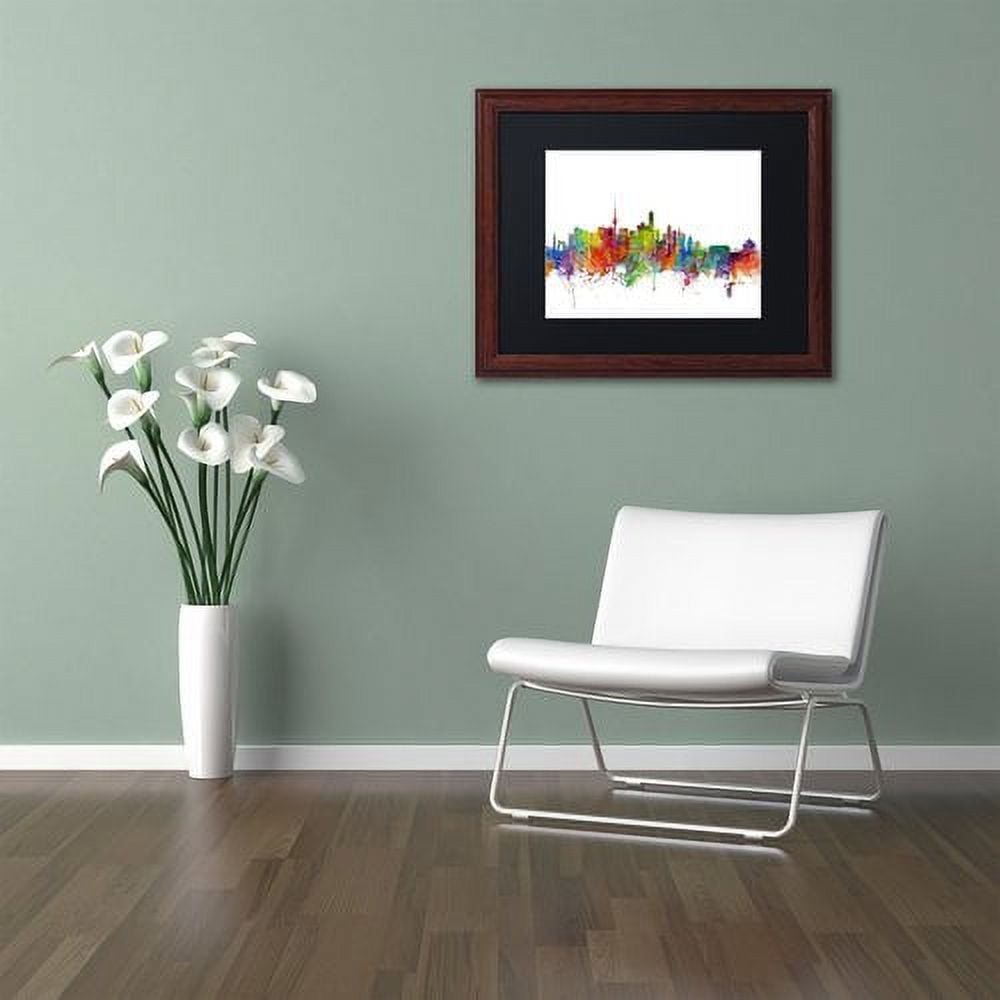 Trademark Fine Art "Beijing China Skyline II" Canvas Art by Michael Tompsett Black Matte, Wood Frame
