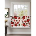 thumbnail image 2 of Sheer Curtains 45 Inch Length 2 Panels Set for Kitchen, Pink Strawberry Semi Sheer Curtains for Windows, Spring Floral Watercolor Summer Botanical Voile Window Treatments Rod Pocket Curtain, 2 of 7