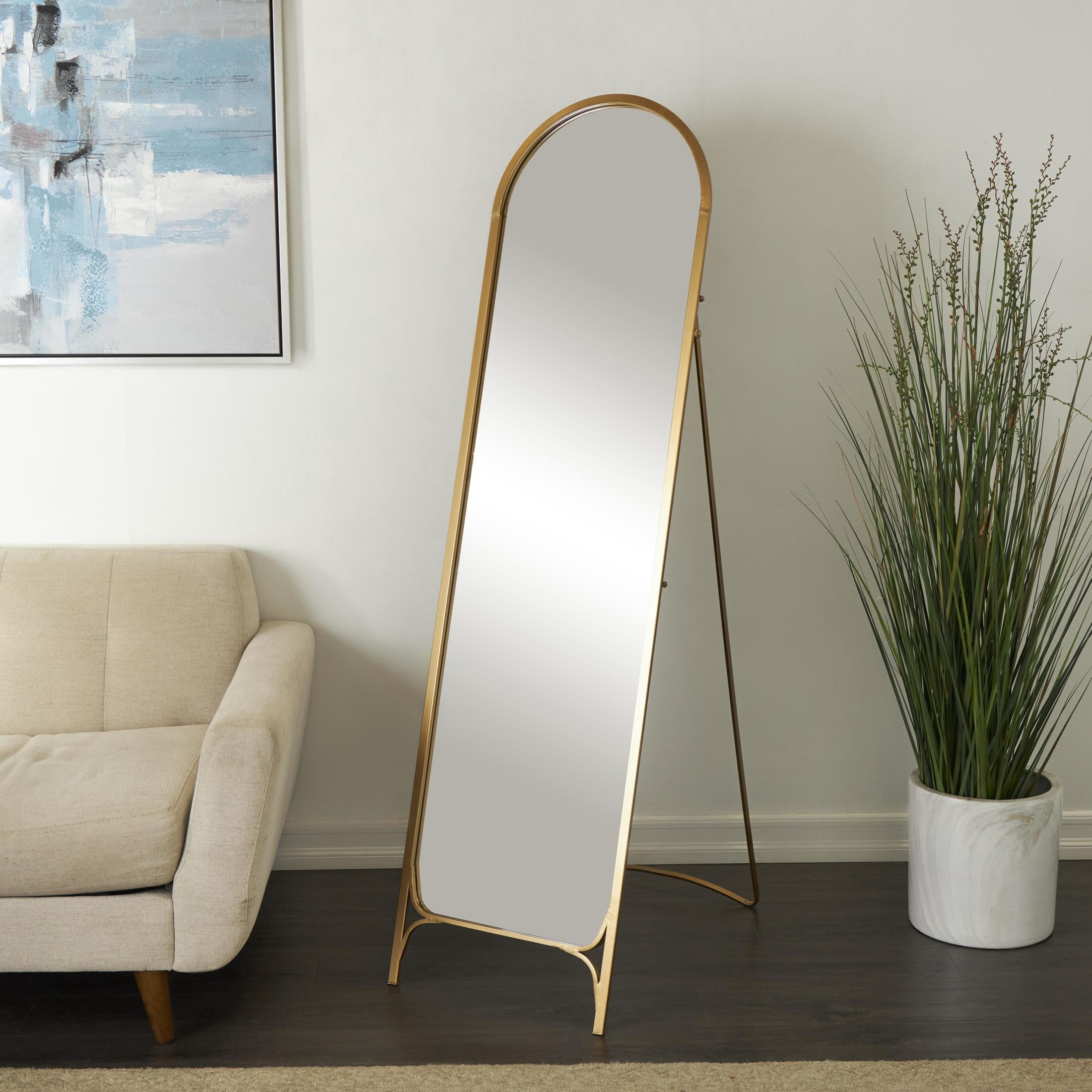 DecMode 18" x 65" Gold Metal Arched Freestanding Foldable Floor Mirror