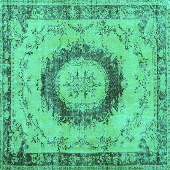Ahgly Company Machine Washable Indoor Square Persian Turquoise Blue Traditional Area Rugs, 3' Square