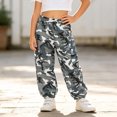 thumbnail image 2 of CONZONE Toddler Girls Cargo Pants Wide Leg Jogger Pants for Girls Elastic Waist Drawstring Trendy Fall Trousers with Pockets Size 4-5 Years, 2 of 9