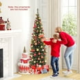 thumbnail image 4 of Gymax 6 ft Pre-Lit Artificial Christmas Tree Slim Pencil Xmas Tree Holiday Party Decor, 4 of 10