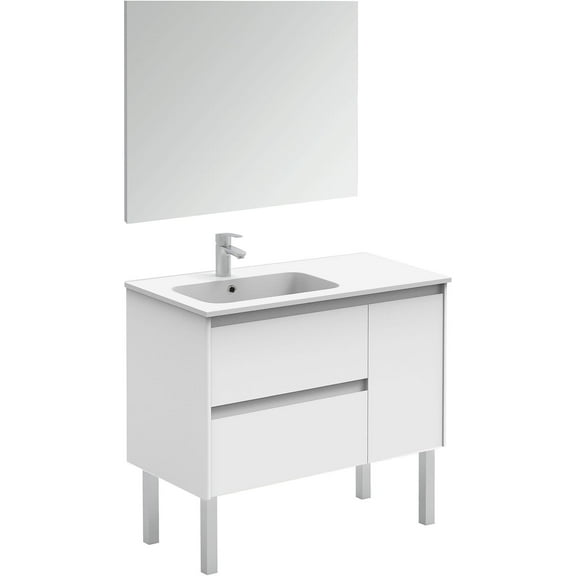 Ws Bath Collections Ambra 90F Pack 1 Ambra 36" Free Standing Single Basin Vanity Set -