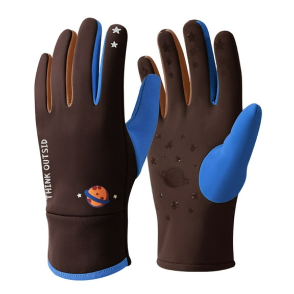 Kids Winter Sports Gloves Elastic Cuffs Design Wind Resistant Cozy Fleece Inner Layer
