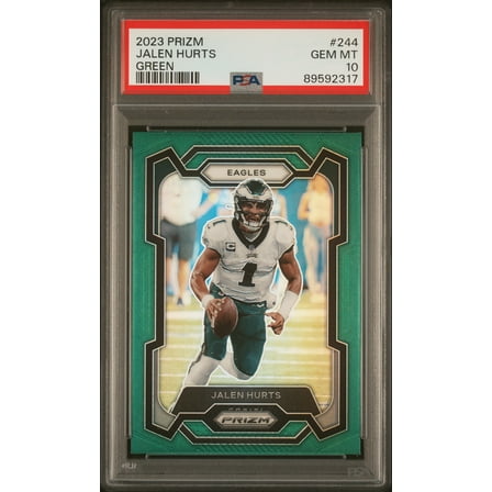 Jalen Hurts 2023 Panini Prizm Green Football Card #244 Graded PSA 10