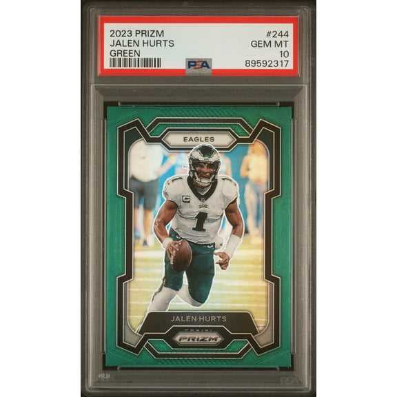 Jalen Hurts 2023 Panini Prizm Green Football Card #244 Graded PSA 10