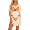 thumbnail image 1 of Robe pour Femmes, Manches Courtes Col Rond Plissée Décontractée d'Été pour la Plage, 1 of 5