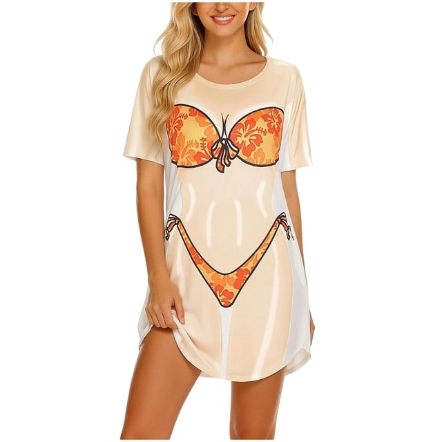 Robe pour Femmes, Manches Courtes Col Rond Plissée Décontractée d'Été pour la Plage