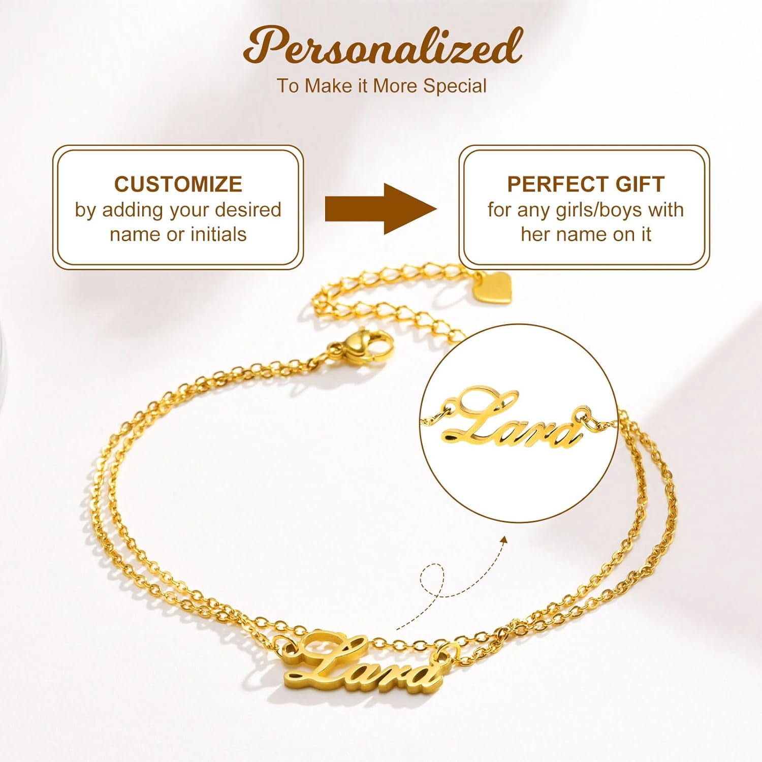 Custom Name Anklets For Women - 18K Gold Plated Summer Waterproof Anklet With Name Dainty Personalized Anklets Beach Jewelry Gift For Daughter Girlfriend Wife[o5717]