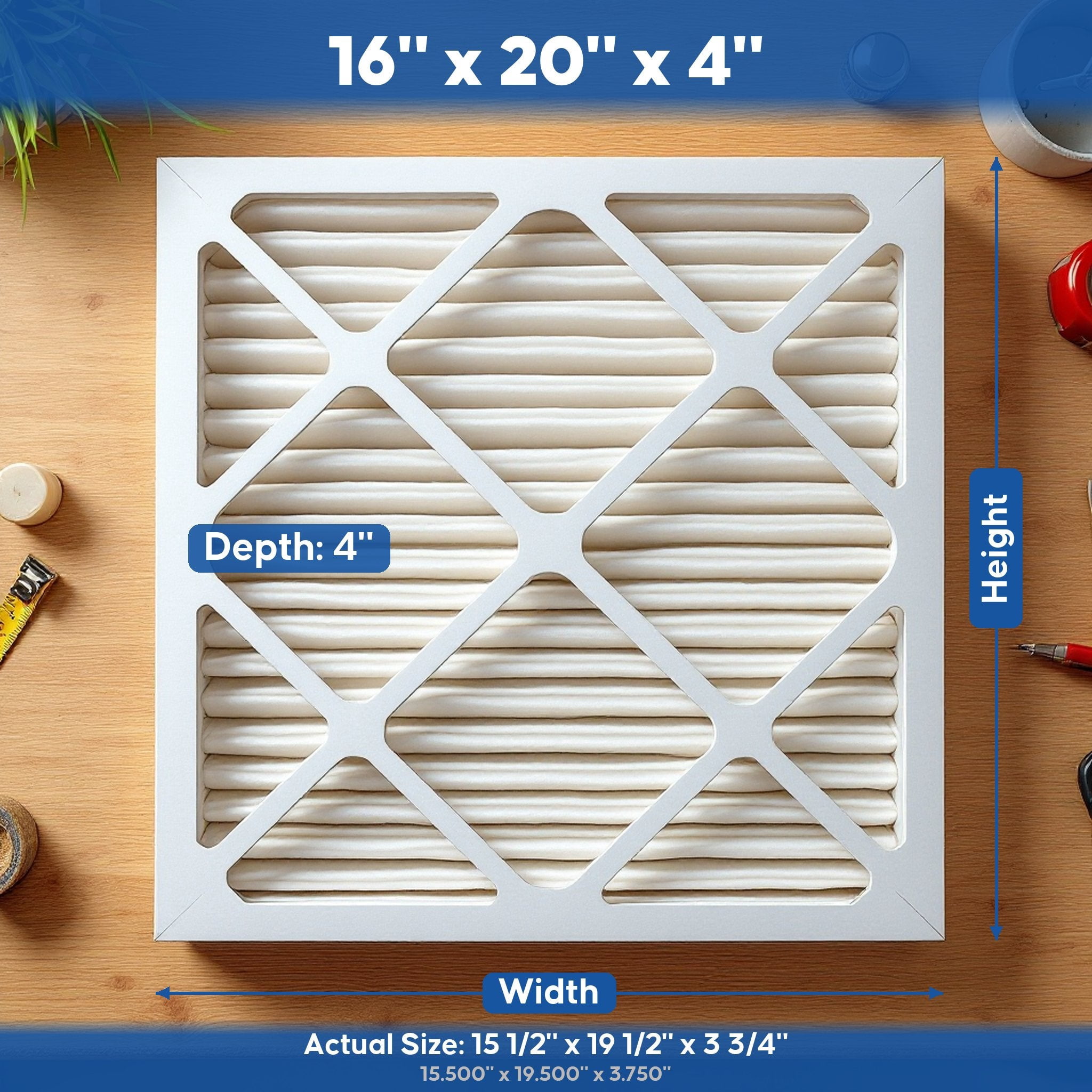 Aerostar 16x20x4 MERV 8 Air Filter, Pleated AC Furnace HVAC, Dust Pollen Pet Dander, 1 Pack